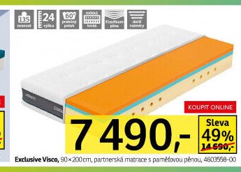 Exclusive Visco, 90x200cm, partnerská matrace s paměťovou pěnou