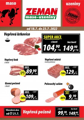 aktuální leták ZEMAN maso - uzeniny 18.7.2022-23.7.2022