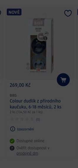BIBS Colour dudlík z přírodního kaučuku, 6-18 měsíců, 2 ks