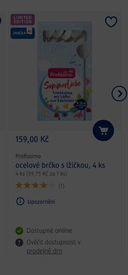 Profissimo ocelové brčko s lžičkou, 4 ks