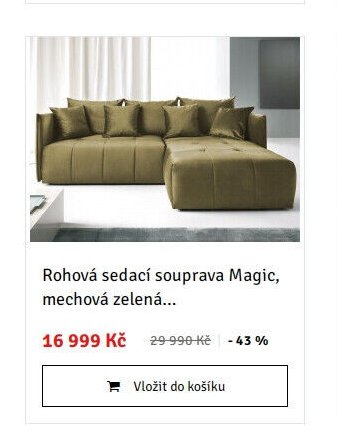 Rohová sedací souprava Magic, mechová zelená...