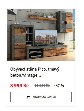 Obývací stěna Pico, tmavý beton/vintage...