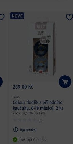 BIBS Colour dudlík z přírodního kaučuku, 6-18 měsíců, 2 ks