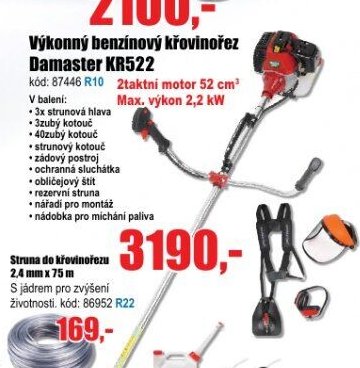 Výkonný benzínový křovinořez Damaster KR522