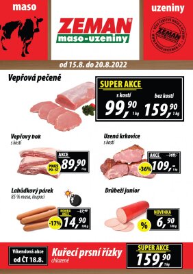 aktuální leták ZEMAN maso - uzeniny 15.8.2022-20.8.2022