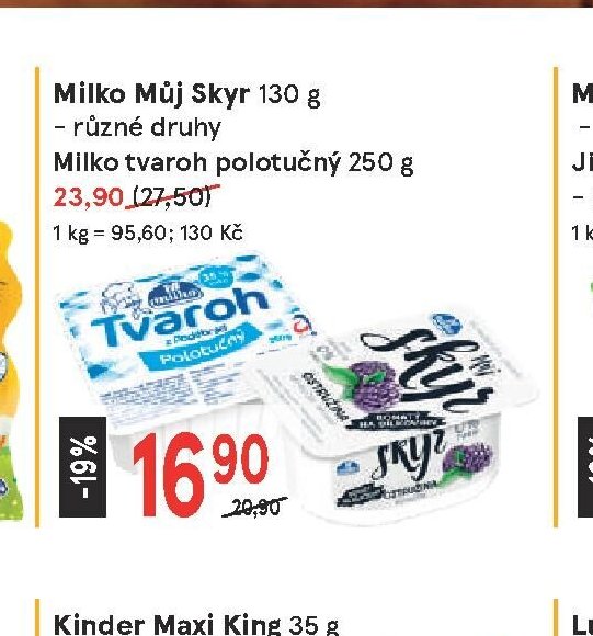 Milko Můj Skyr 130 g, Milko tvaroh polotučný 250 g