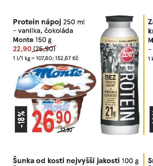 Protein nápoj 250 ml, Monte 150 g
