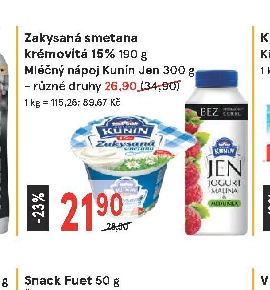 Zakysaná smetana, Mléčný nápoj Kunín Jen 300 g