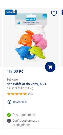 babylove set zvířátka do vany, 4 ks