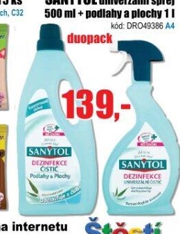 SANYTOL univerzální sprej 500 ml + podlahy a plochy 1 l