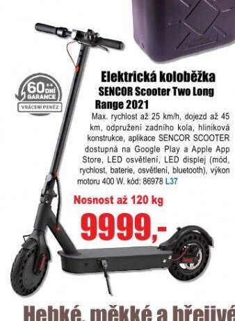 Elektrická koloběžka SENCOR Scooter Two Long Range 2021