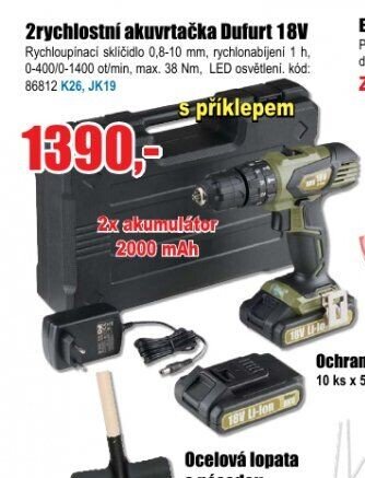 2rychlostní akuvrtačka Dufurt 18V