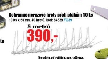 Ochranné nerezové hroty proti ptákům 10 ks