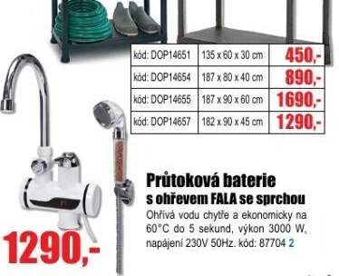 Průtoková baterie s ohřevem FALA se sprchou