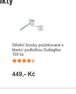 Střešní šrouby pozinkované s těsnicí podložkou Guttagliss 100 ks