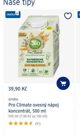 dmBio Pro Climate ovesný nápoj koncentrát, 500 ml