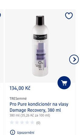 TRESemmé Pro Pure kondicionér na vlasy Damage Recovery, 380 ml