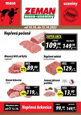 aktuální leták ZEMAN maso - uzeniny 10.10.2022-15.10.2022