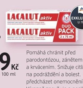 Lacalut aktiv zubní pasta duopack 2 × 75 ml