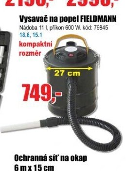 Vysavač na popel FIELDMANN