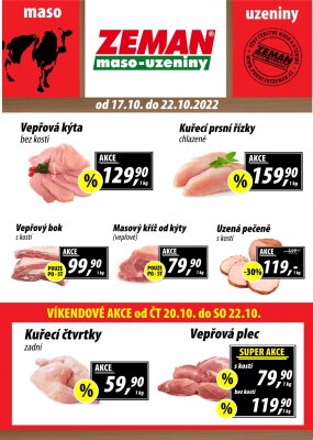 aktuální leták ZEMAN maso - uzeniny 17.10.2022-22.10.2022