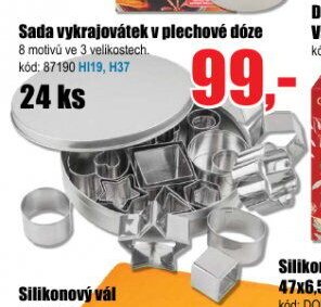 Sada vykrajovátek v plechové dóze 24 ks