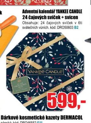 Adventní kalendář YANKEE CANDLE 24 čajových svíček + svícen