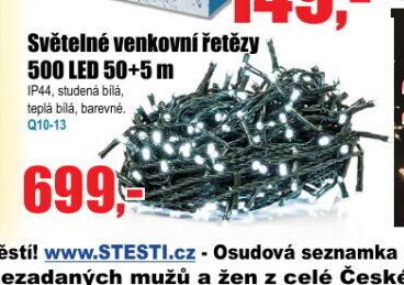 Světelné venkovní řetězy 500 LED 50+5 m