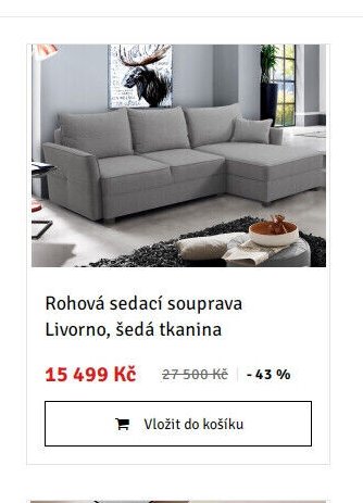 Rohová sedací souprava Livorno, šedá tkanina