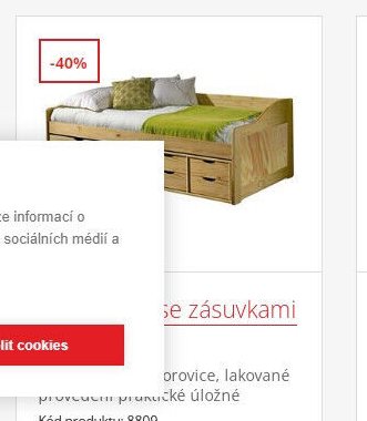 Postel se zásuvkami