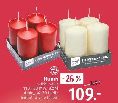 RUBIN svíčka válec