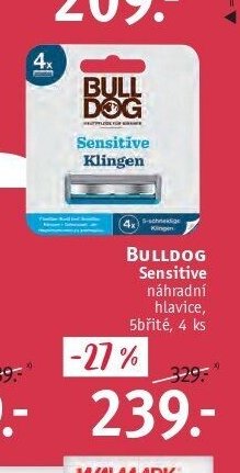 BULLDOG Sensitive náhradní hlavice, 5 břité, 4 ks
