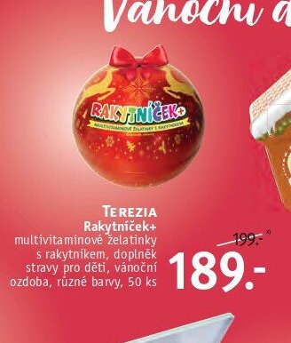 TEREZIA Rakytníček+ multivitaminové želatinky s rakytníkem, vánoční ozdoba, různé barvy, 50 ks