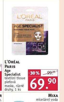 L'Oréal Paris Age Specialist textilní tissue pleťová maska