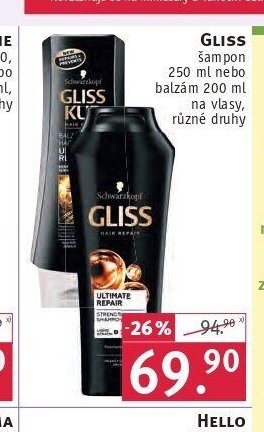 Gliss šampon 250 ml nebo balzám 200 ml