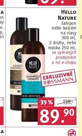 Hello Nature šampon nebo balzám 300 ml, maska 250 ml