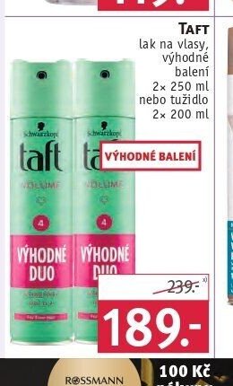 Taft lak na vlasy, výhodné balení