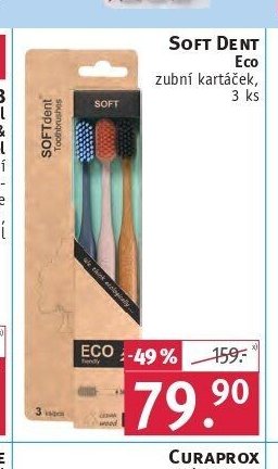 SOFT DENT Eco zubní kartáček, 3 ks
