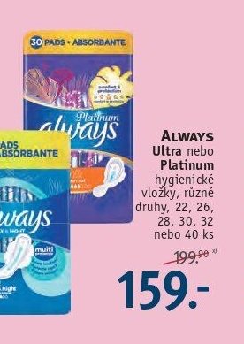 Always Ultra nebo Platinum hygienické vložky