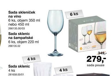 Sada skleniček na víno / na šampaňské