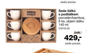 Sada šálků porcelán/bambus