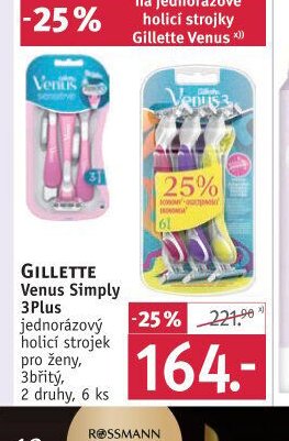 GILLETTE Venus Simply 3Plus jednorázový holicí strojek