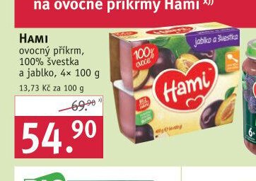 HAMI ovocný příkrm, 100% švestka