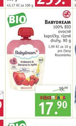 BABYDREAM 100% BIO ovocné kapsičky