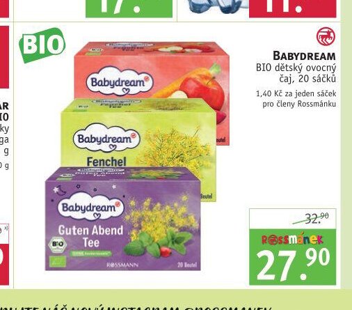BABYDREAM BIO dětský ovocný čaj