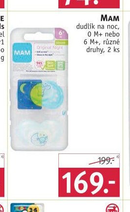 MAM dudlík na noc, 0 M+ nebo 6 M+, různé druhy, 2 ks