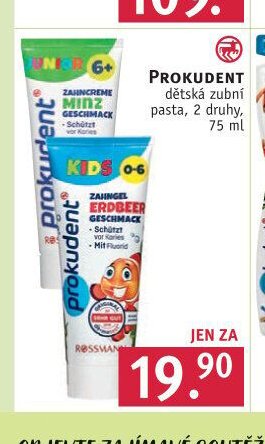 PROKUDENT dětská zubní pasta, 2 druhy, 75 ml
