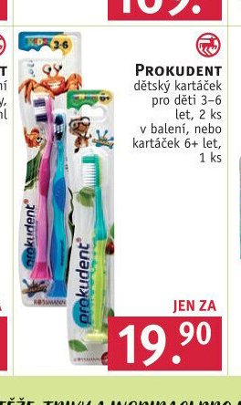 PROKUDENT dětský kartáček pro děti 3-6 let, 2 ks v balení, nebo kartáček 6+ let, 1 ks