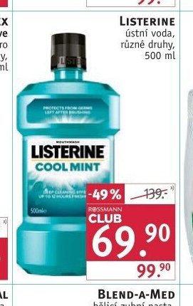 Listerine ústní voda, různé druhy, 500 ml
