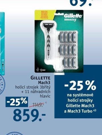 GILLETTE Mach3 holicí strojek + 11 náhradních hlavic
